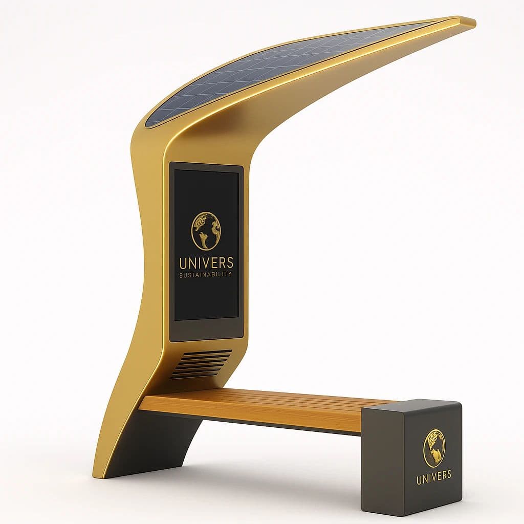 Univers SCALA+ solar bench, a self-powered smart-city unit running on Univers Torba OS