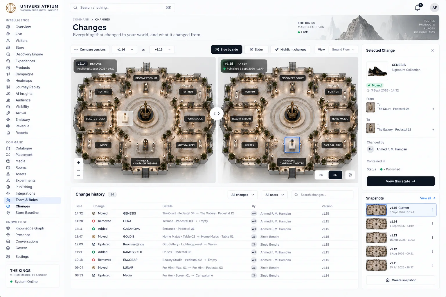Atrium Changes: two published arrangements compared side by side.